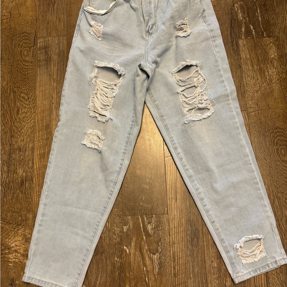 Elite Jeans Size M Distressed High Waist Stretch Paper Bag Style - Picture 4 of 7